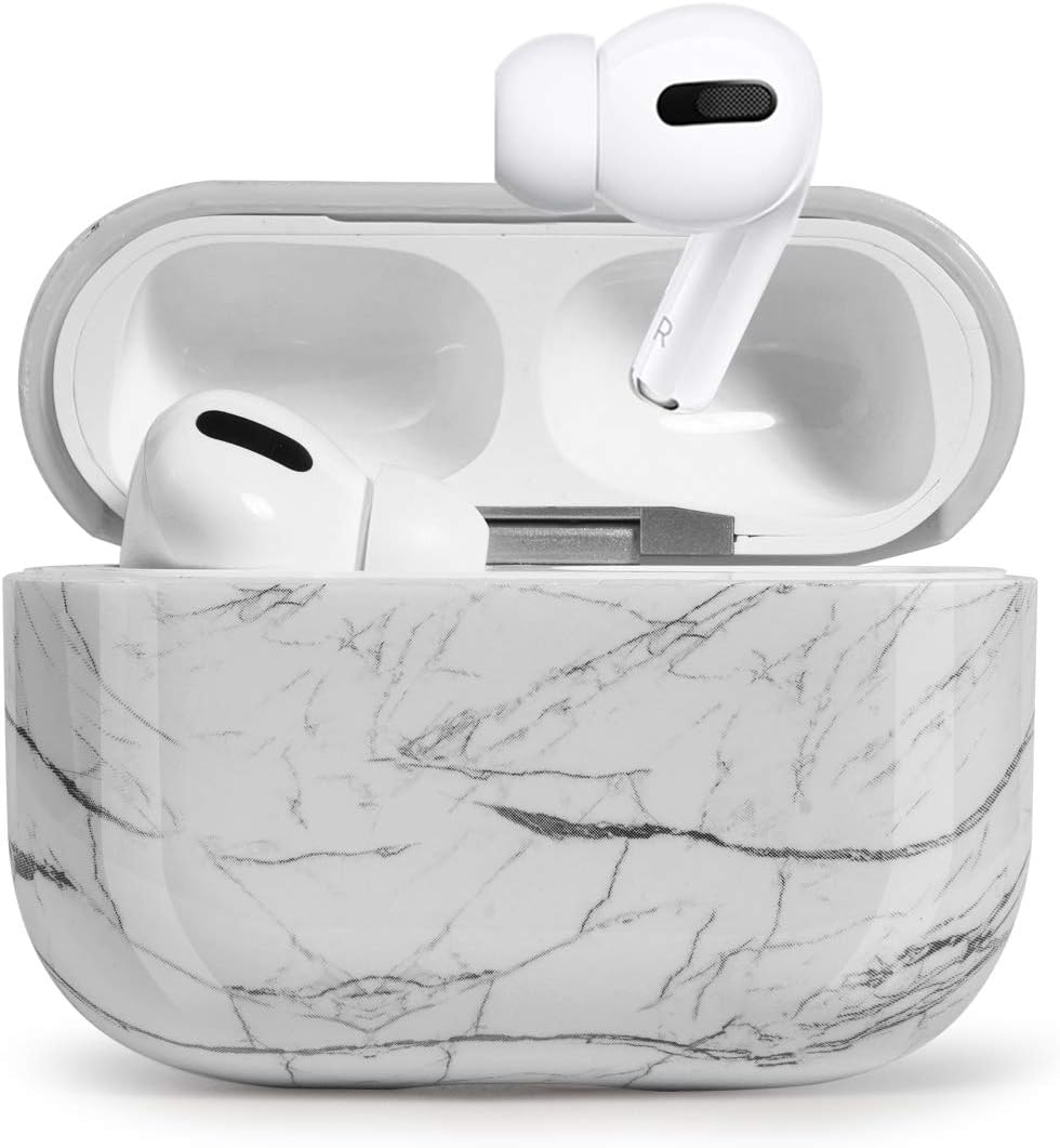 Case for Airpods Pro Case,HIDAHE AirPods Pro Case Cover,Airpods Pro Accessories, Airpods Pro Skin, AirPods Pro Case Cute Girls Kids Protective Cover Case Compatible for Airpods Pro Case, White Marble