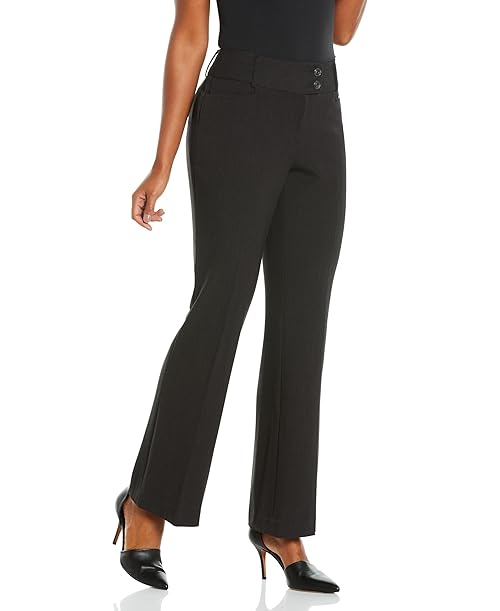Rafaella Women's Curvy Fit Gabardine Bootcut Dress Pants, Graphite, 8 Short
