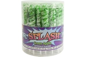 RUSEPIN COLORSPLASH LOLLIPOPS Jar, 30 Pops, 12.69 oz, Green Apple, Pearl Kiwi Green