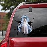 Maria Saint Mary Mother of Jesus Vinyl Decal – Blessed Virgin Mary Christian Sticker, God Bumper Sticker, Durable & Weatherproof Car Decal for Cars, Trucks, Windows, Laptop | 6x6 inches
