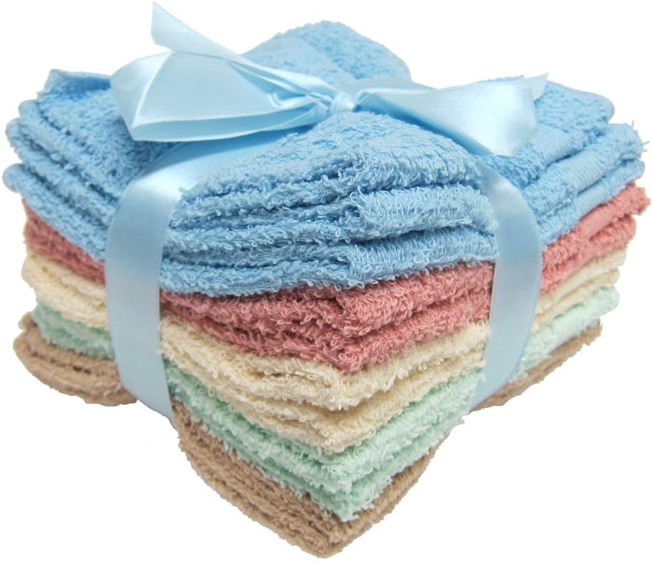 Main Street 11-pack 100% Cotton Wash Cloths - 4 Colors - 12x12: Home & Kitchen