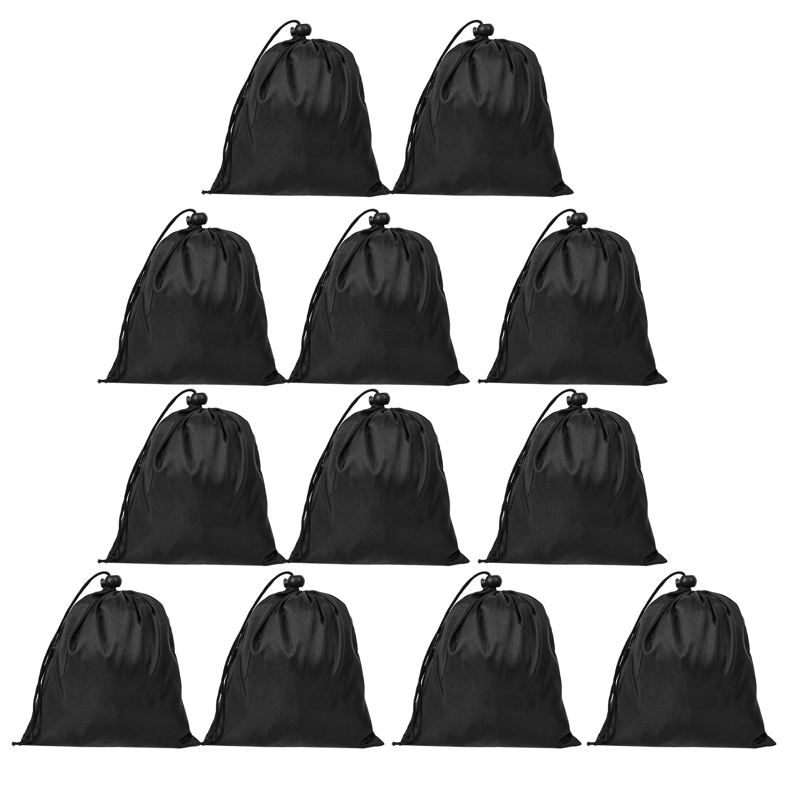 Lusofie 12 Pcs Small Drawstring Bag - Bulk Black Cinch Bags - Nylon Small Draw String Bags Waterproof Storage for Gym Sports Travel (7.1 x 7.9inch)