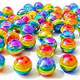 Qingxii Decorr Mixed Lots Shiny Acrylic Rainbow Stripe Bead DIY Beading Hairband Bracelets Necklace Craft Embelishment (Transparent Rainbow Stripe#1)