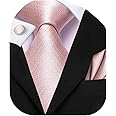 Dubulle Mens Paisley Floral Silk Tie for Men Striped Necktie and Pocket Square Cufflinks Set Wedding Business