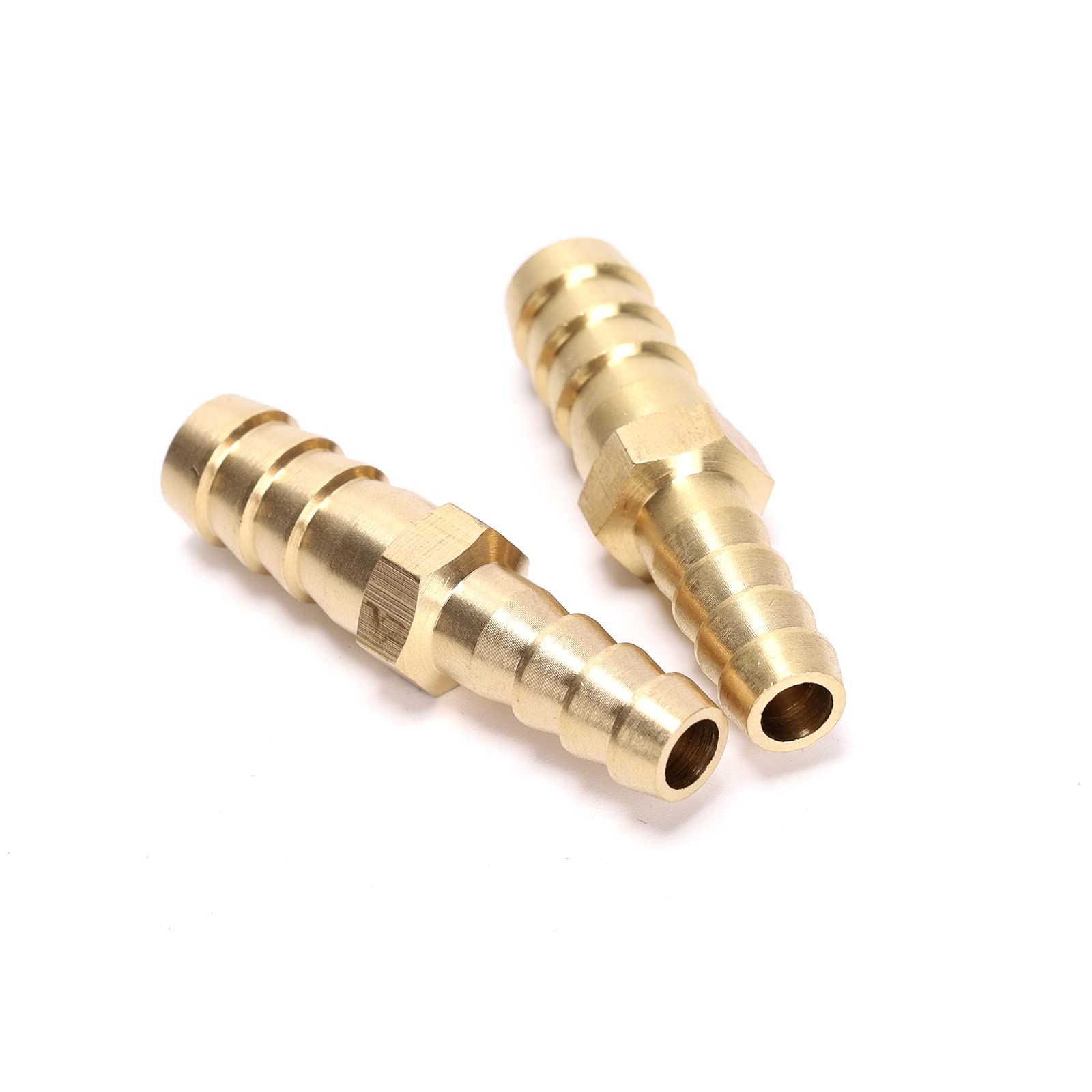 2pcs Brass Hose Barb OD (1/4" to 5/16") for Air Water Fuel Hose Adapter Joiner Reducer Connector (2pcs 6mm-8mm)