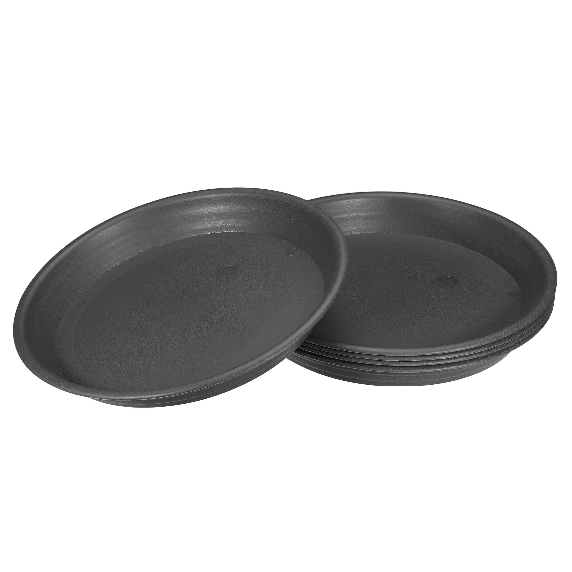 M METERXITY 5 Pack Planter Saucers - Plastic Plant Tray Flowerpot Drip Trays Round Apply to Outdoor/Garden (12 Inch/ 30.5cm, Grey Black)