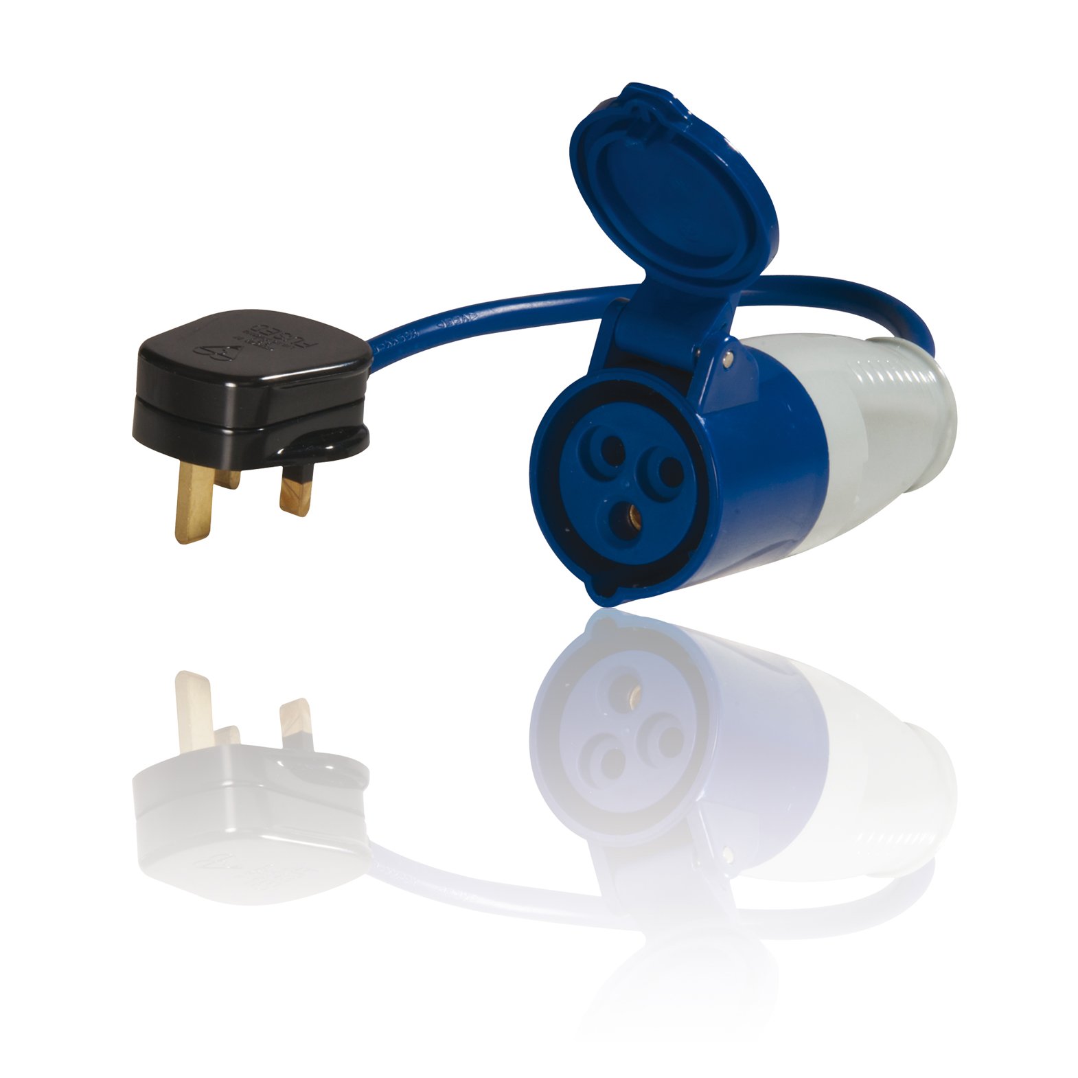 pro elec 13 A UK Plug to 16 A 3 Pin Socket Adapter for Tent/Motorhome/Caravan