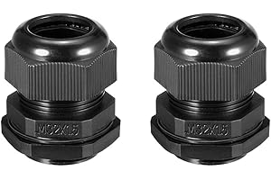uxcell 2Pcs M32 Cable Gland Waterproof Connector Plastic Wire Glands Joints Black for 16-21mm Dia Wires