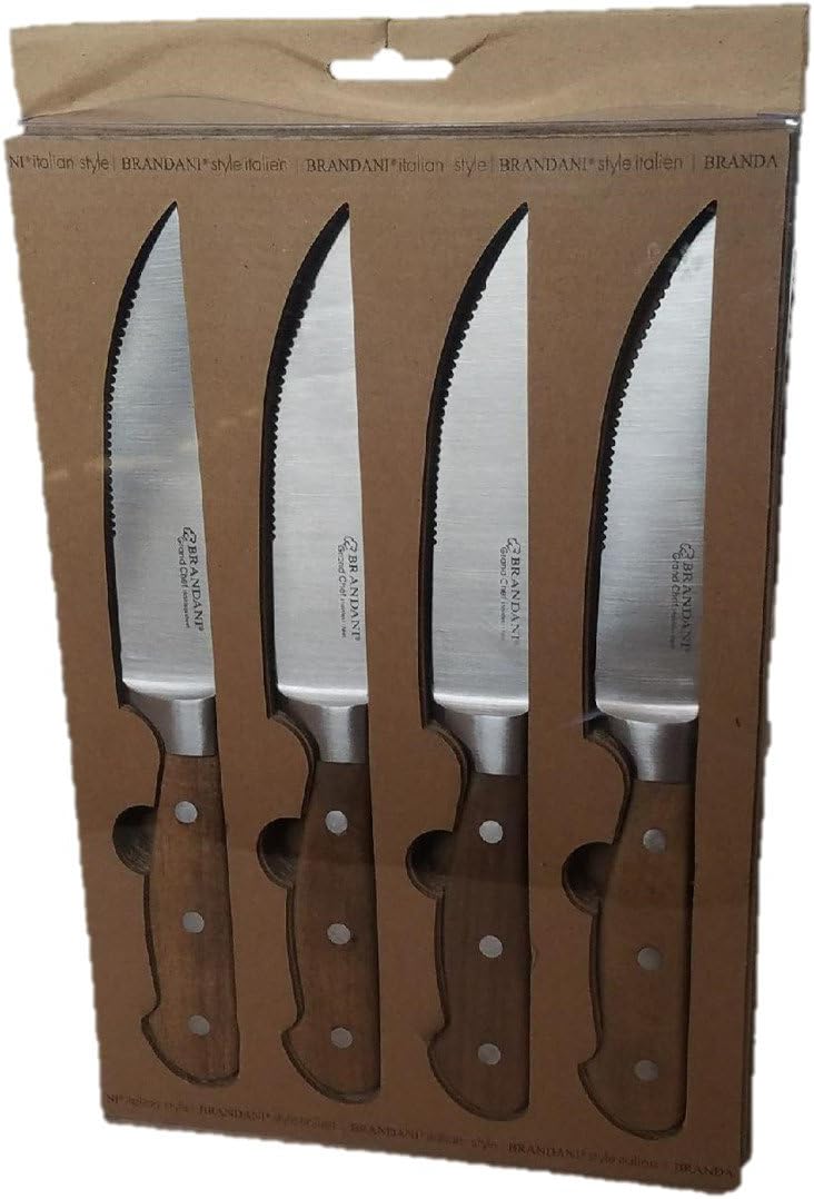 Brandani Italian Style Steak Knife Set 4 Pieces, Stainless Steel
