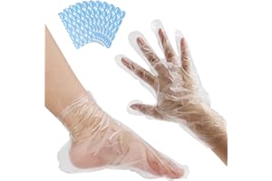 200 Pcs Disposable Plastic Hand Foot Wax Liners, Paraffin Wax Bath Liners Thick Gloves for Moisturizing Treatment, Spa, and S