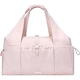 MOSISO Gym Bag for Women, Travel Duffle Weekender Overnight Workout Carry on Small Tote Sport Gym Duffle Bag with Shoe Compartment&Wet Pocket&Drawstring Pocket for Fitness, Yoga, Weekend, Pink