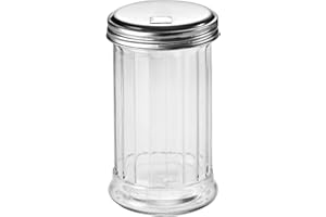 Fox Run Classic Glass Sugar Shaker, 12 Ounce Salt and Sugar Container with Stainless Steel Lid