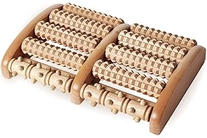 Kanjo FSA HSA Eligible Acupressure Foot Pain Relief Multi-Roller - Wooden Dual Foot Roller - Relieves Plantar Fasciitis, Heel & Arch Pain - Promotes Stress Relief & Muscle Relaxation