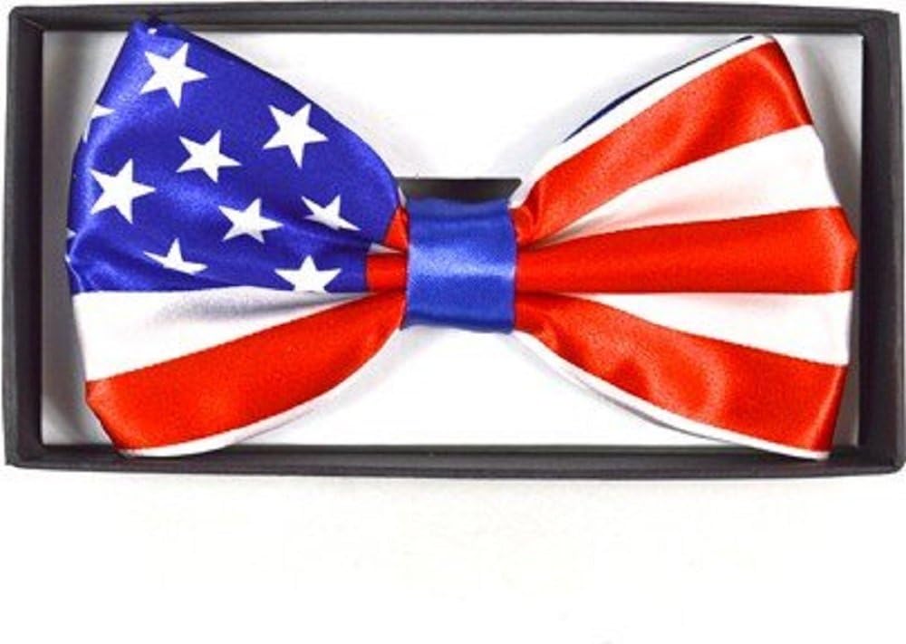 CTC Gifts Men's Banded Poly Satin Bow Tie - American Flag