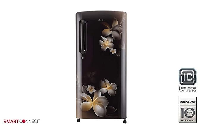 LG 190 L 4 Star Direct Cool Single Door Refrigerator(GL-B201AHPY, Hazel Plumeria, Smart Inverter Compressor)