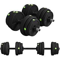 Soozier 2-in-1 Adjustable Weight Barbell & Dumbbells Set, Free