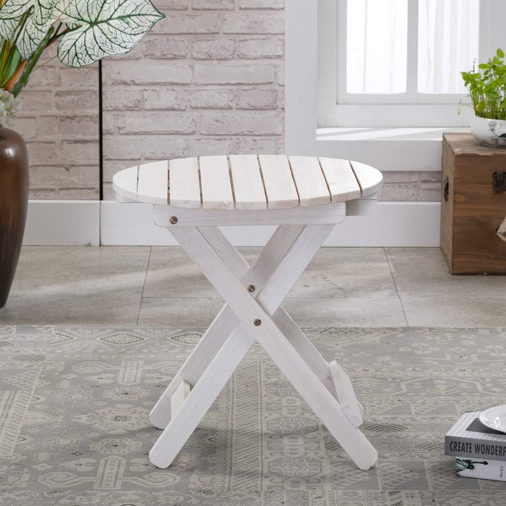 B&Z KD-41N Adirondack Round Portable Outdoor Folding Side Table Rustic Brown : Garden & Outdoor