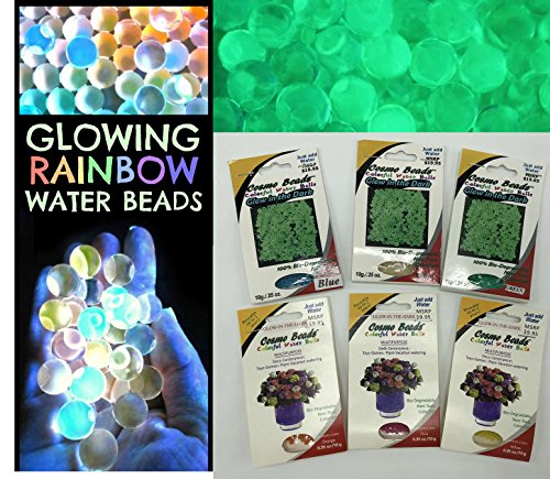Glow in The Dark Water Beads Squishy Bouncy and So Fun for Sensory Play, About 3300 Beads in 6 Colors