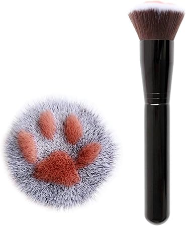 Amazon メイクブラシ かわいい化粧筆 化粧ブラシ 猫の肉球 人気 高級繊維毛 1本入れ リキッドファンデーション フェイスパウダー チーク ブラック Cicika メイクアップブラシ 通販