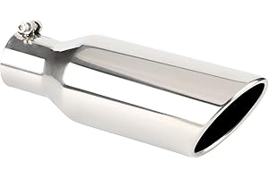 2.5 Inch ID Inlet Exhaust Tip, 2 1/2 Inch Chrome Polished Stainless Steel Diesel Exhaust Tip, 2.5" x 4" x 12" Bolt On Design 