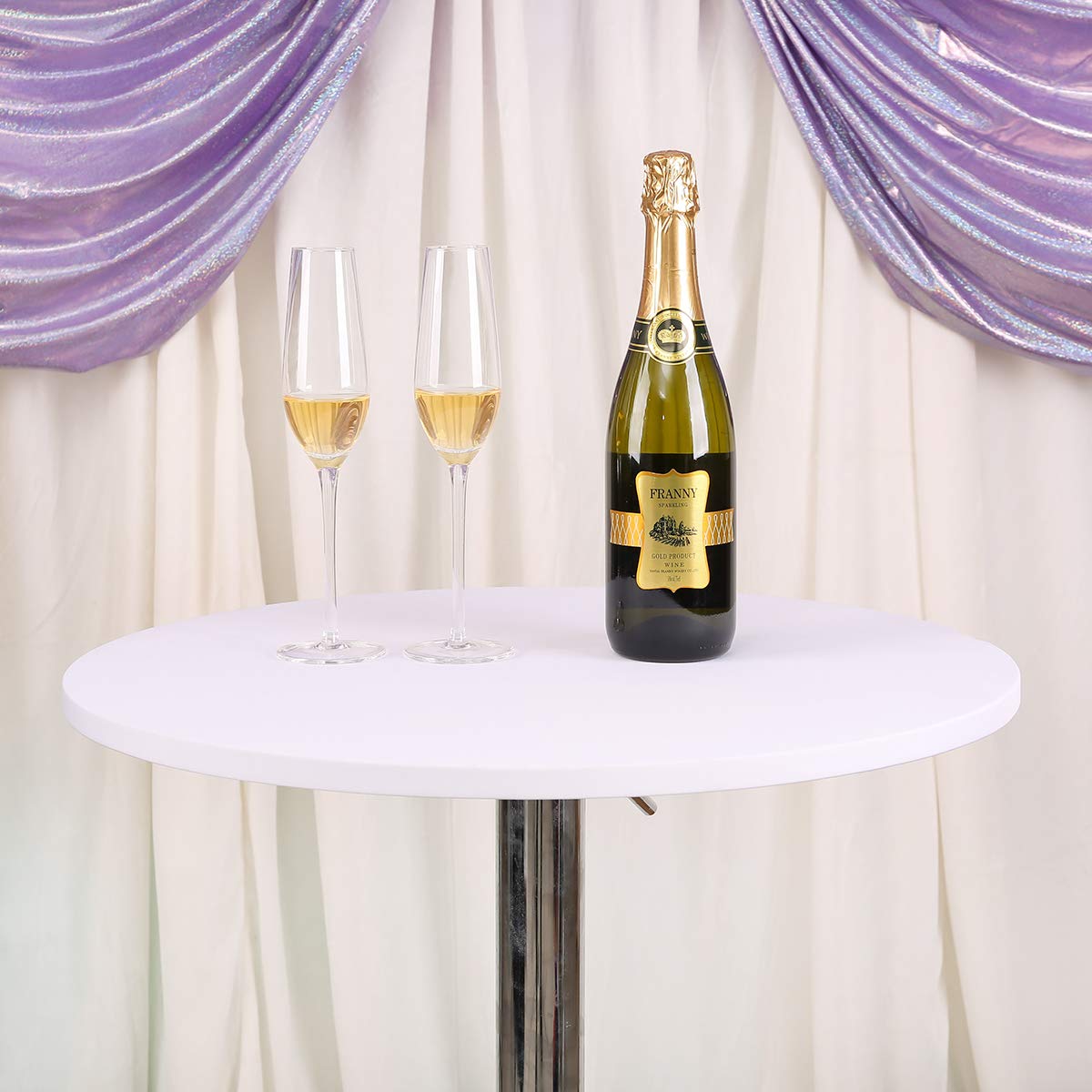 JISEN Cocktail Spandex Round Tablecloth Fitted Stretchable Table Cap 30 Inch A-White