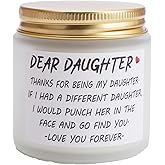 Daughter Gifts from Mom or Dad, Funny Birthday Gifts for Daughter Adult, Mothers Day Gift for Daughter Stepdaughter, Dear Daughter Candle for Graduation Wedding Christmas