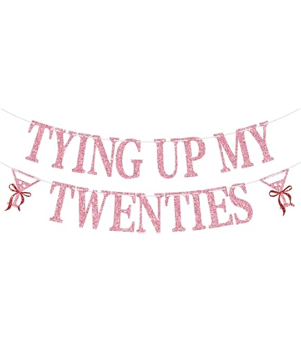 „She’s Tying Up Her Twenties“ Banner – Roségolden Glitzernd, Für 30. Geburtstag Oder Jubiläum