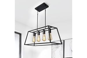 Z ZOSIMIO LIGHT Black Farmhouse Dining Room Chandelier, Industrial Modern Island Lighting Fixture for Kitchen Island, Living Room, Bar (4-Light)