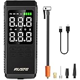NUSTE Tire Inflator Portable Air Compressor, Air Pump for Car Tires with Digital Pressure Gauge, 150PSI Rechargeable Battery, LED Light, Cordless Bike Tire Pump for Car, Motorcycle, Bicycle
