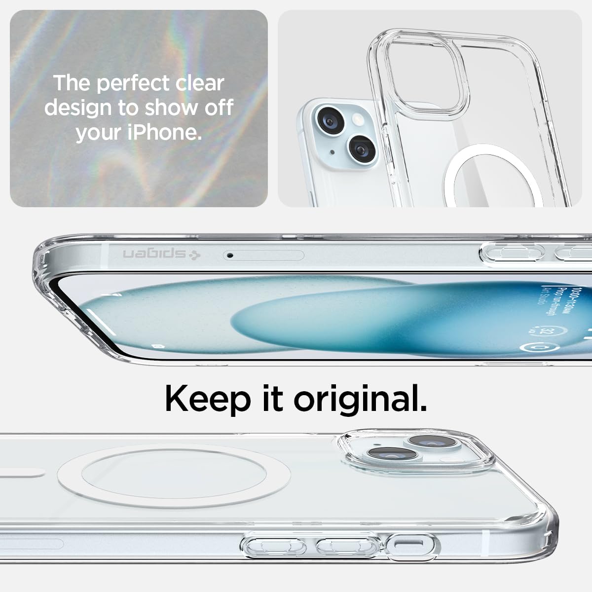 Spigen for iPhone 15 Case, Ultra Hybrid MagFit [Anti-Yellowing] [Compatible with Magsafe] - Clear