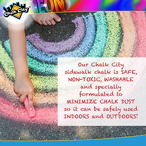 Chalk City Neon Sidewalk Chalk for Kids 7 Colors in 20 Pcs