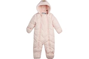 DKNY Baby Girls’ Snowsuit – Hooded Fleece Lined Warm Winter Coat – Zip Snow Pram for Newborns and Infants (0-24M)