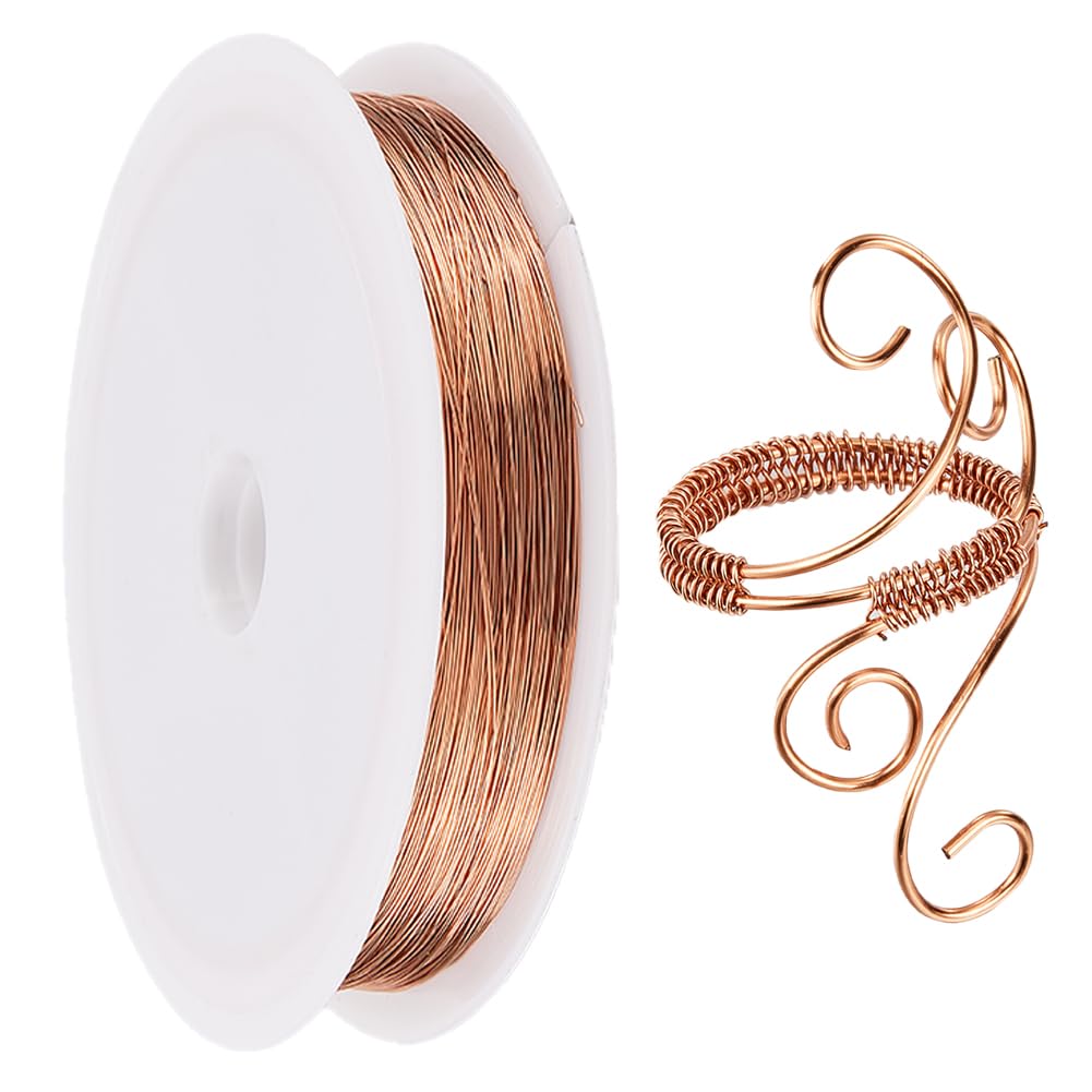 SUNNYCLUE 100M Copper Jewellery Wire 0.3mm 28 Gauge Copper Crafting Wire Rose Gold Thin Tarnish Resistant Crafting for Jewellery Making Sculpting Wrapping
