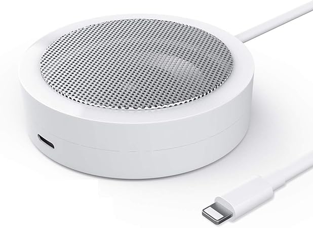 Amazon Co Jp Iphone スピーカーフォン Lightning スピーカー 会議用 マイク ライトニング カンファレンス スピーカー Lightning Powered 電話会議 Powered Protable Conference Speaker スマートボタン付き Iphone Ipad Ipod 対応 ホワイト 家電 カメラ