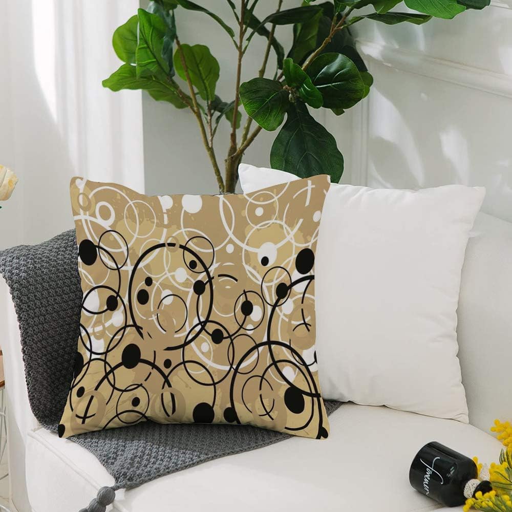 Washable Cushion Covers 20x20 Inch,Tan,Funky Grungy Composition with