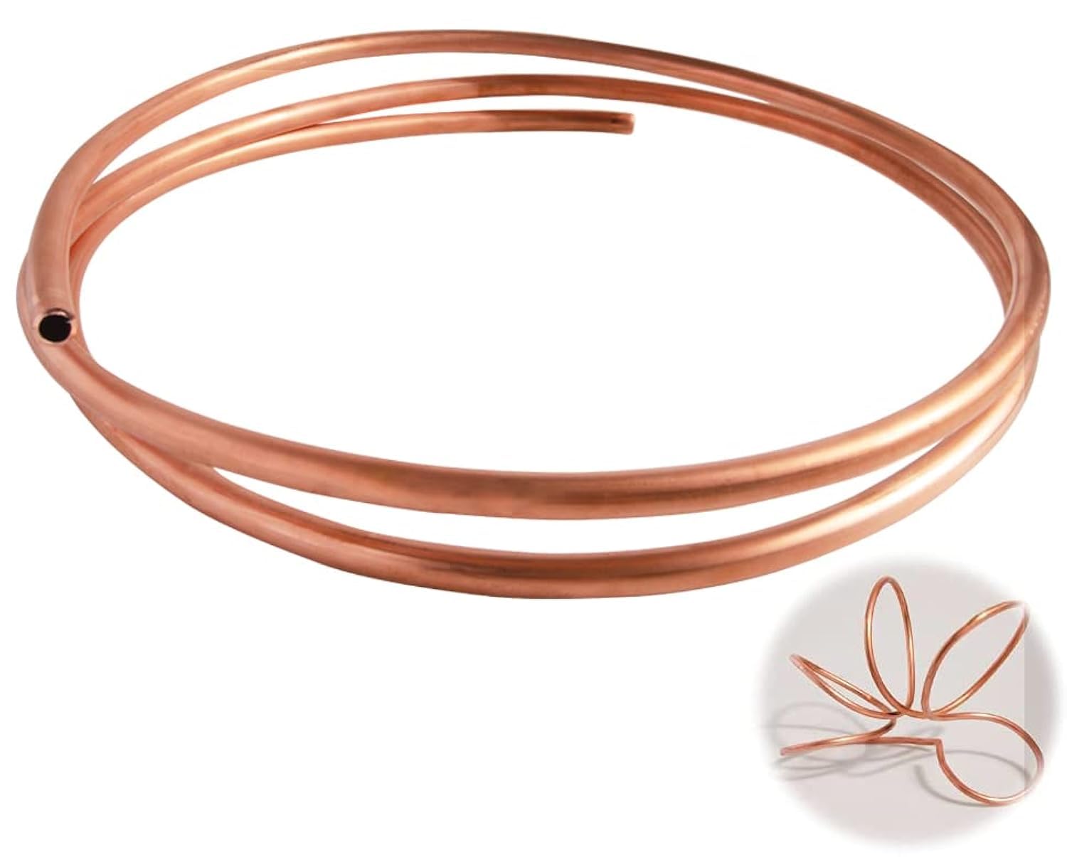 Quickun Copper Tube 1/4" ID × 5/16" OD (6-8mm) Seamless Round Pipe Tubing (6.56FT)