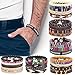 FIBO STEEL 28-30 Pcs Braided Leather Bracelets for Men Women Cool Hemp Tribal Wristbands Cuff Punk Bracelets