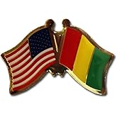 USA and Guinea Flag Die-struck Metal Friendship Lapel Pin with Butterfly Clasp Closure