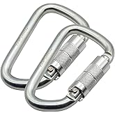 Auto Locking Carabiner 30KN=6500lbs Heavy Duty Large Clip Climbing Carabiner Twist Lock Carabiners for Rock Climbing, Camping, Gym,Rescue (CE Rated,D Shape)