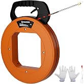 islewire 125 ft Electrical Fish Tape, 3/16-inch PET Wire Puller with Optimized Housing and Ergonomic Handle, Flexible Non-Conductive Cable Puller Tool with Steel Leader for Walls and Conduit