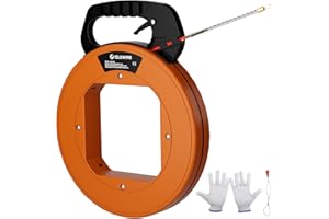 islewire 125 ft Electrical Fish Tape, 3/16-inch PET Wire Puller with Optimized Housing and Ergonomic Handle, Flexible Non-Conductive Cable Puller Tool with Steel Leader for Walls and Conduit