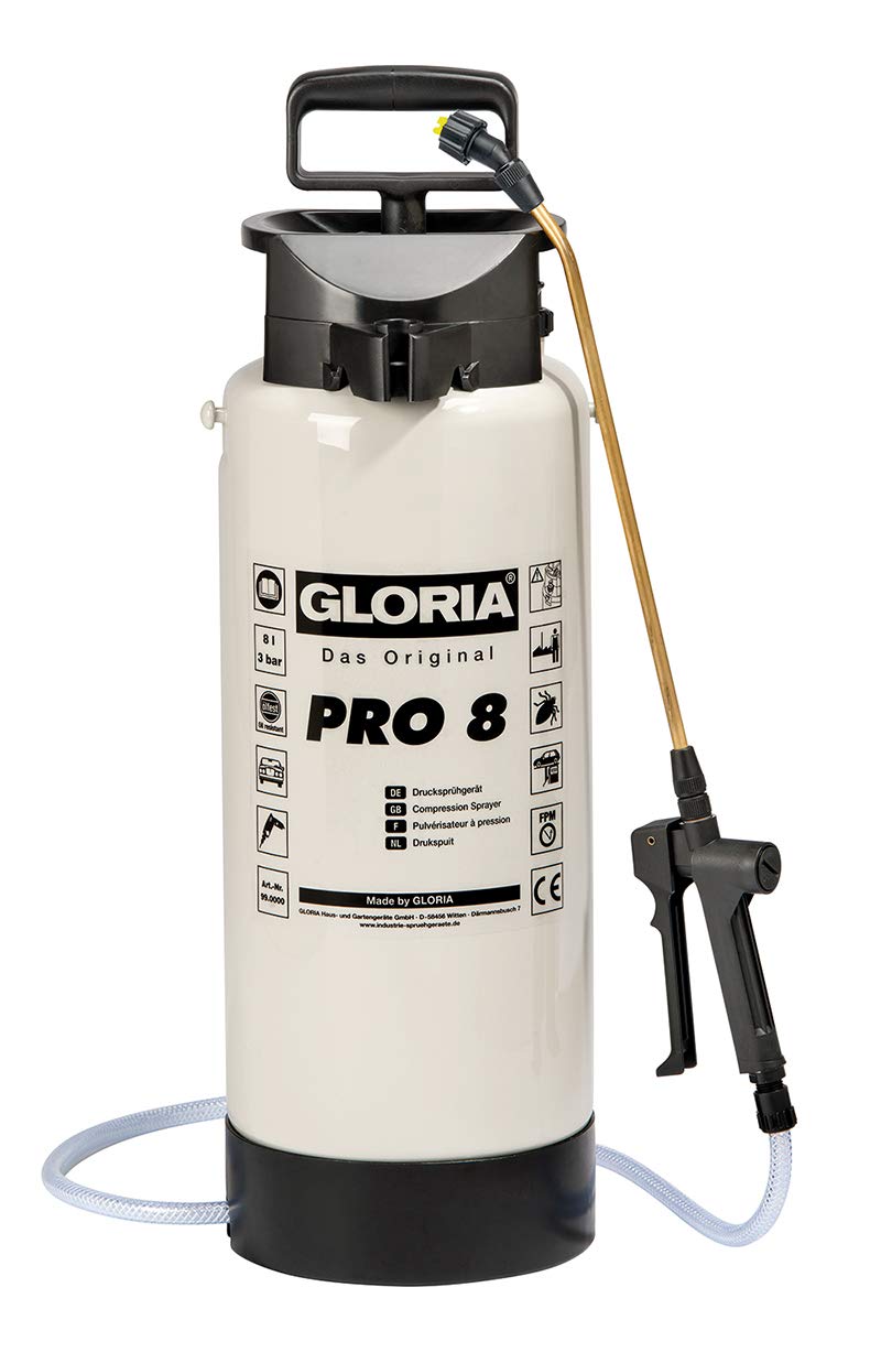 GLORIA Special Pressure Sprayer Pro 8 | 8 L Pressure Sprayer with Flat Jet Nozzle | For Industry and Crafts | Oil-Proof