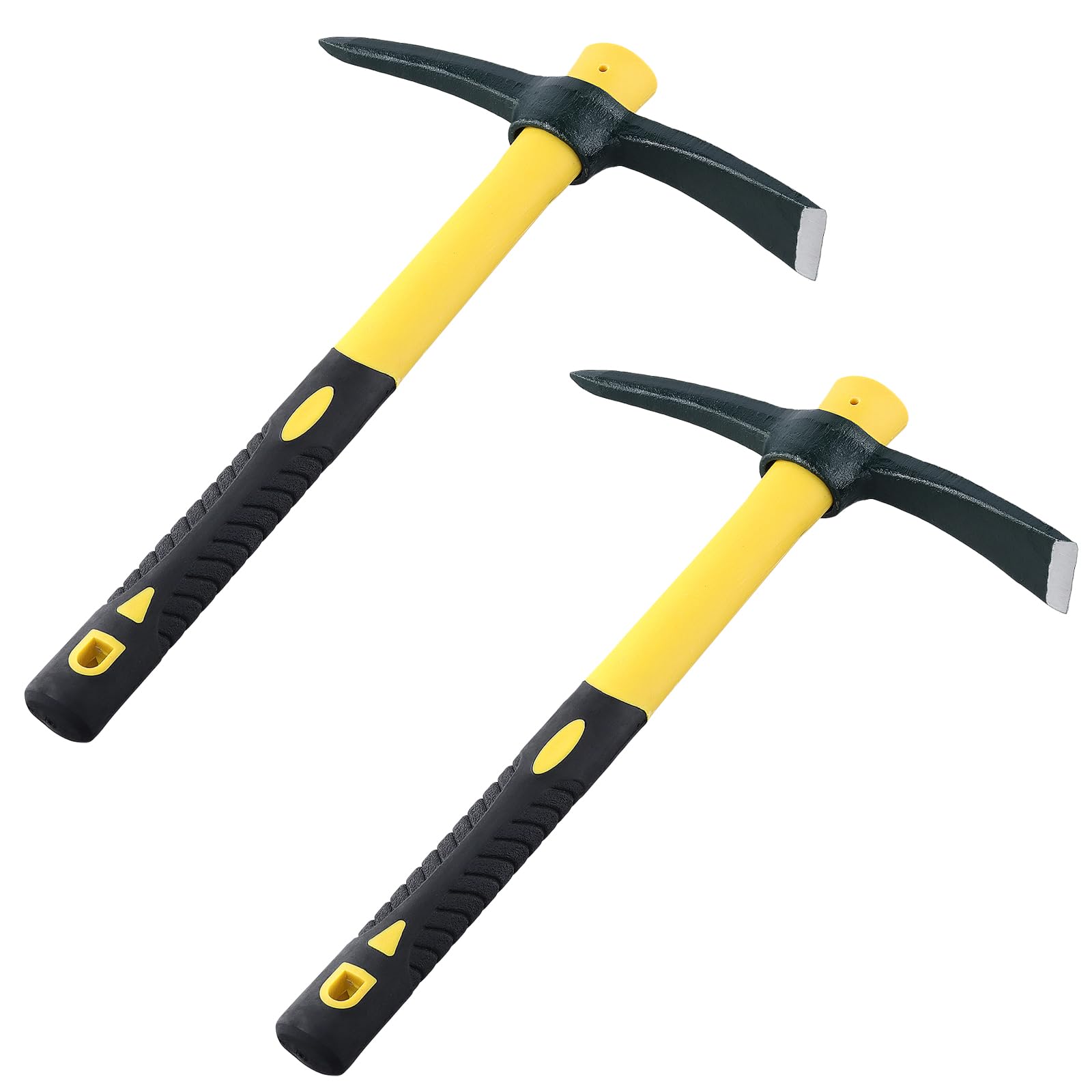 MAKTSAM 2 PCS 15 Inch Pick Mattock Hoe with Plastic Coated Rubber Handle, Garden Mattock Pick Axe for Gardening Planting