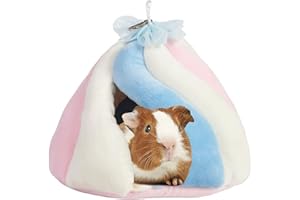 ABLAZEZAI Guinea Pig Warm Bed Nest, Small Animals Sleeping Hammock Plush Hut, Hamster Cage Accessories, Hideout Cave Hanging House Toy for Gerbil Dwarf Mice Rat Sugar Glider