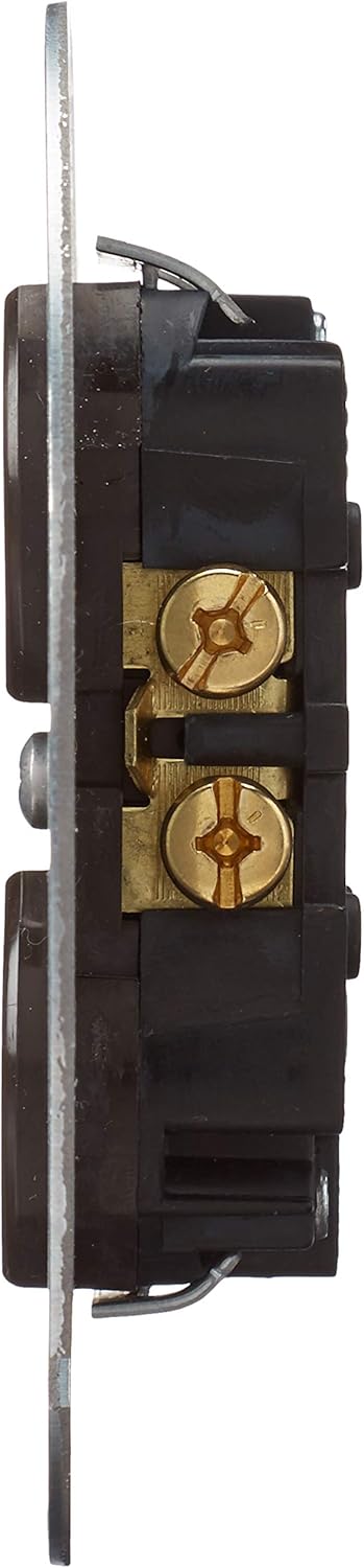 Leviton 1228 15 Amp 125 Volt, Duplex Receptacle, with 4" Metal Cover, Residential Grade, Grounding, Brown - Electric Plugs - 