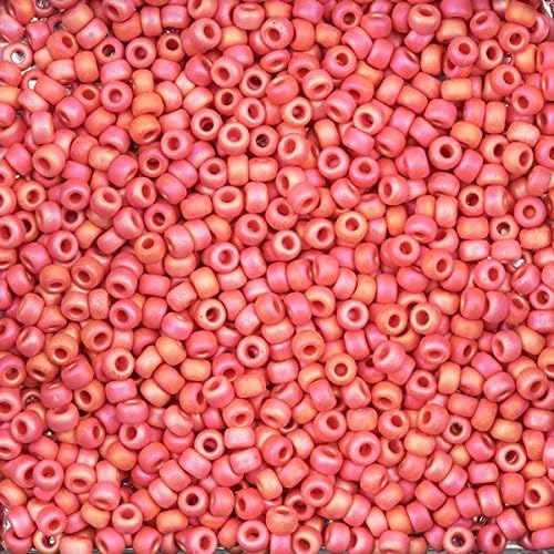 Miyuki8/0 Seed Beads Matte Opaque Vermillion Red AB 22g 8-407FR