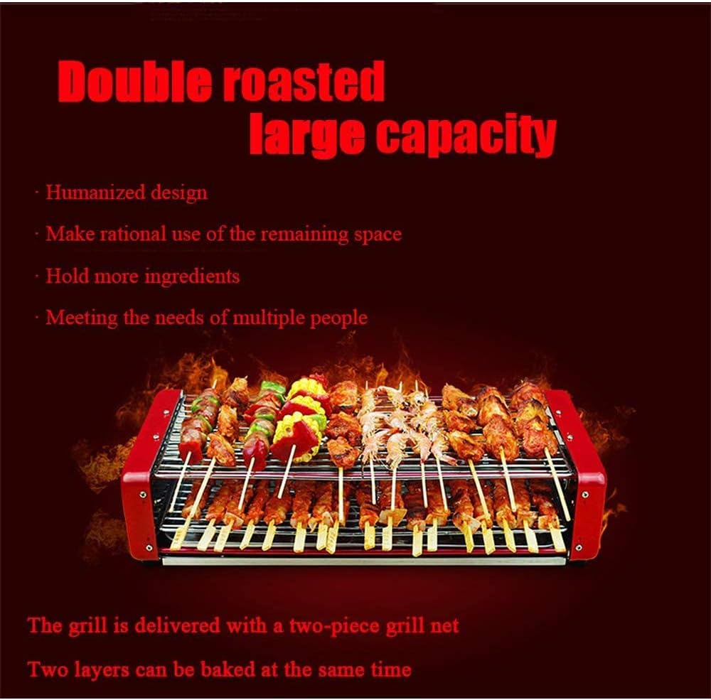 review Electric Teppanyaki Table Grill,2 Layer Teppanyaki Grill,BBQ Griddle, with Interchanable Grill Net,Removable Grease Drip Tray,for Indoor Outdoor Durable