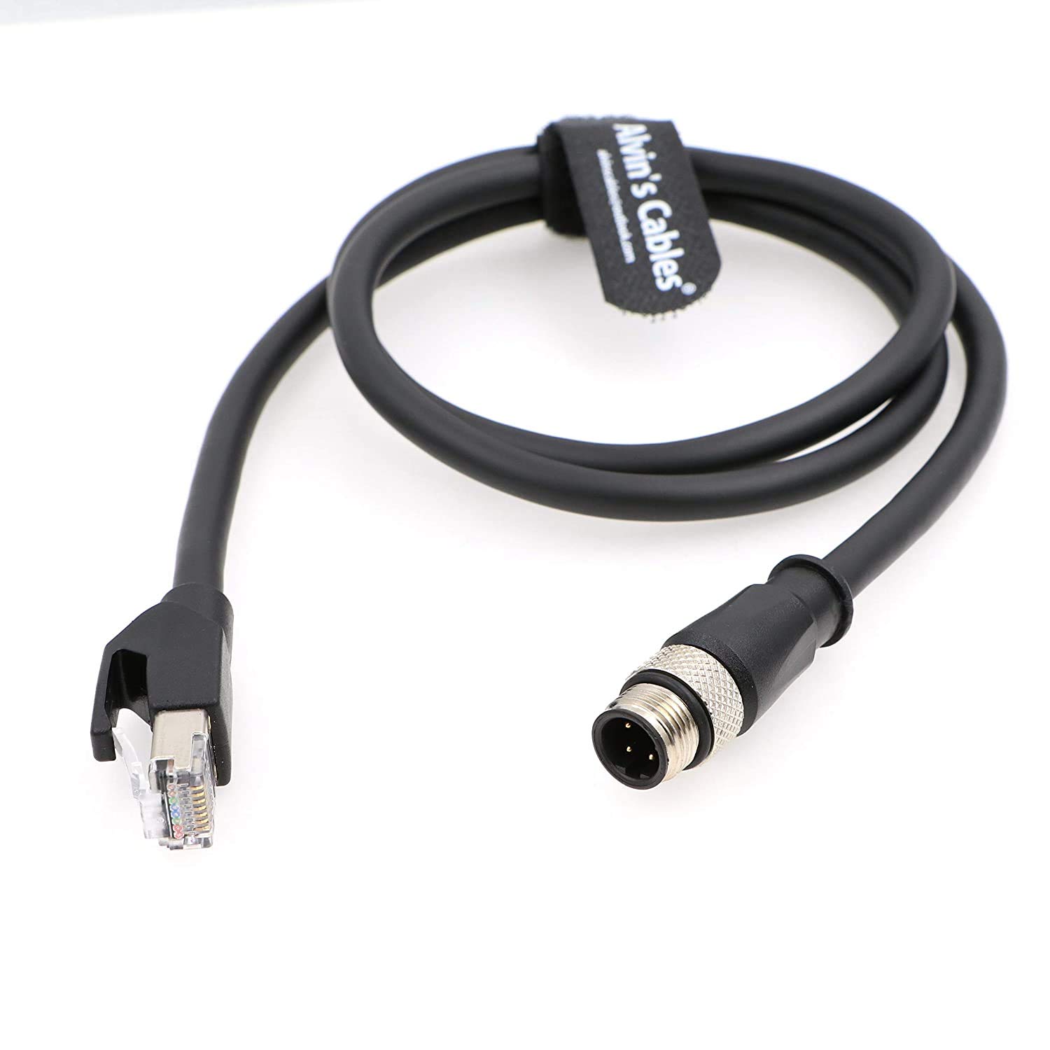 Alvin's Cables Shielded Ethernet Cable M12 4 Position D Coded to RJ45 Network Cord Cat5e SFTP 24AWG PUR Jacket Flexible Waterproof 3.3Ft/1M