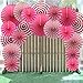 Party Hanging Paper Fans Set, Hot Pink Round Pattern Paper Garlands Decoration for Birthday Wedding Graduation Events Accessories, Set of 6