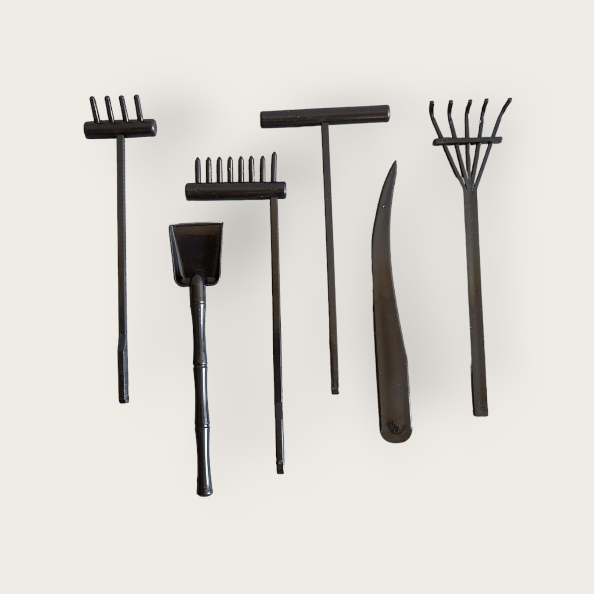 ZEN&TAO Japanese Miniature Zen Garden Six Pieces Tools Kit Set Stylish Design Easy to Clean Mould Free Sturdy and Functional Perfect Match for DIY Mini Zen Garden (Black)